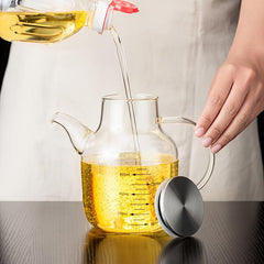 600ml Glass Cooking Bottle with Measurement Large Olive Dispenser