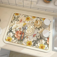 Rubber Dish Drying Mat Kitchen Countertop Drain Pad