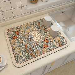 Rubber Dish Drying Mat Kitchen Countertop Drain Pad