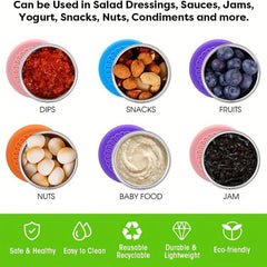 6pcs Stainless Steel Salad Sauce Containers Leakproof Reusable