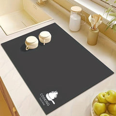 Absorbent PVC Dish Drying Mat for Bowls & Plates, Anti Slip Coffee Table Mat