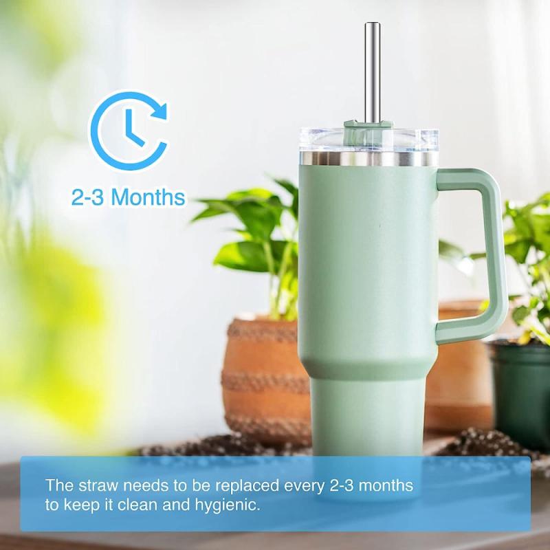 6-Pack Stainless Steel Straws for 40 Oz Tumbler + Cleaning Brush