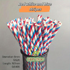 100pcs Striped Paper Straws Disposable Drinking Straws - Eco-Friendly