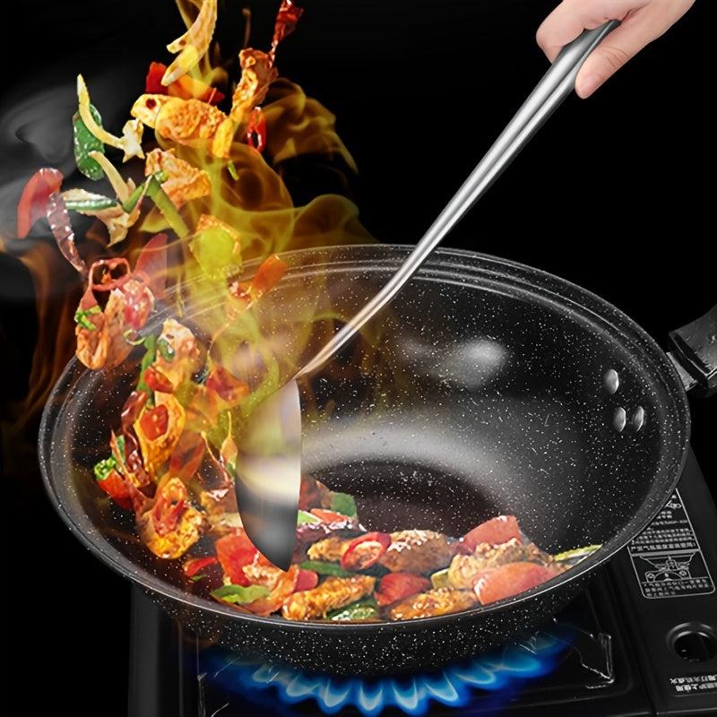 Stainless Steel Kitchen Utensils Set - Wok Spatula & Ladle Frying Spoon