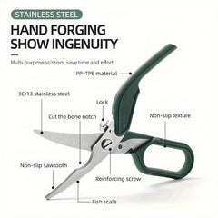 Heavy Duty Stainless Steel Chicken Bone Scissors for Kitchen Use