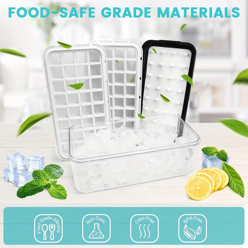 Ice Cube Tray with Bin, Lid, Spoon - Perfect for Cocktails