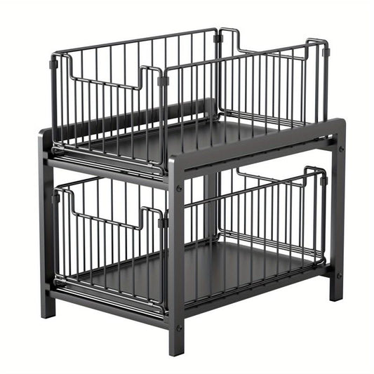 2 Tier Sliding Basket Drawer Organizer for Under Sink Cabinets