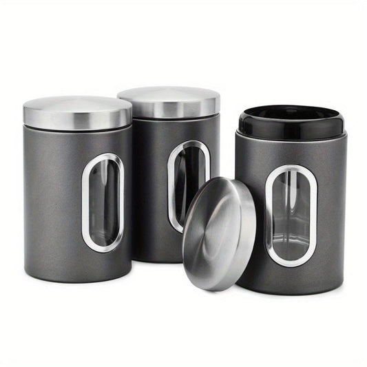 3pcs Food Storage Containers With Lids Tea Nuts Candy Grain Coffee Beans