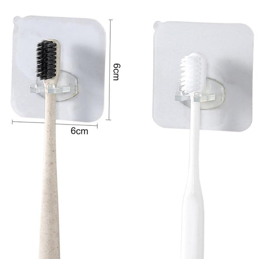 4pcs Adhesive Wall Hooks Transparent Travel Razor Toothbrush Hanger