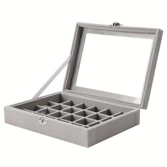 24 Grid Jewelry Organizer Box Lockable Display Showcase