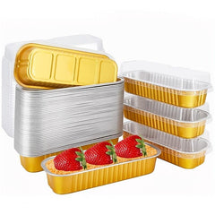 50pcs Disposable Baking Tin Foil Pan With Lid for Mini Brownies Muffins