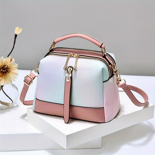 Ombre Crossbody Bag Double Zipper Shell Purse