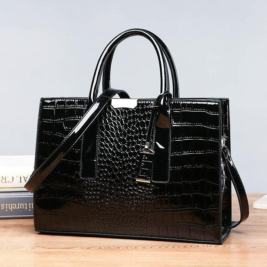 Women's Crocodile Embossed Tote Bag Large Capacity Handbag