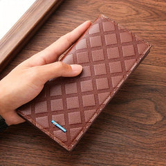 Men's Rhombus Card Thin Leather Wallet Soft Business Jacket
