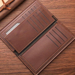 Men's Rhombus Card Thin Leather Wallet Soft Business Jacket