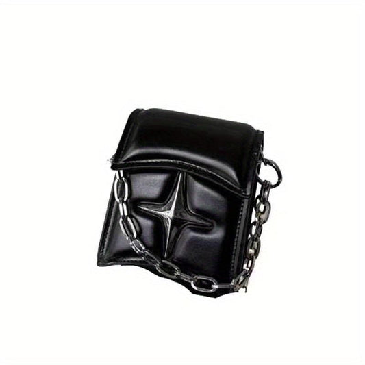 Y2K Metal Star Decor Satchel Bag with Chain Strap