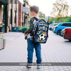 Football Print Backpack for Boys, Lightweight, Waterproof, Large Capacity