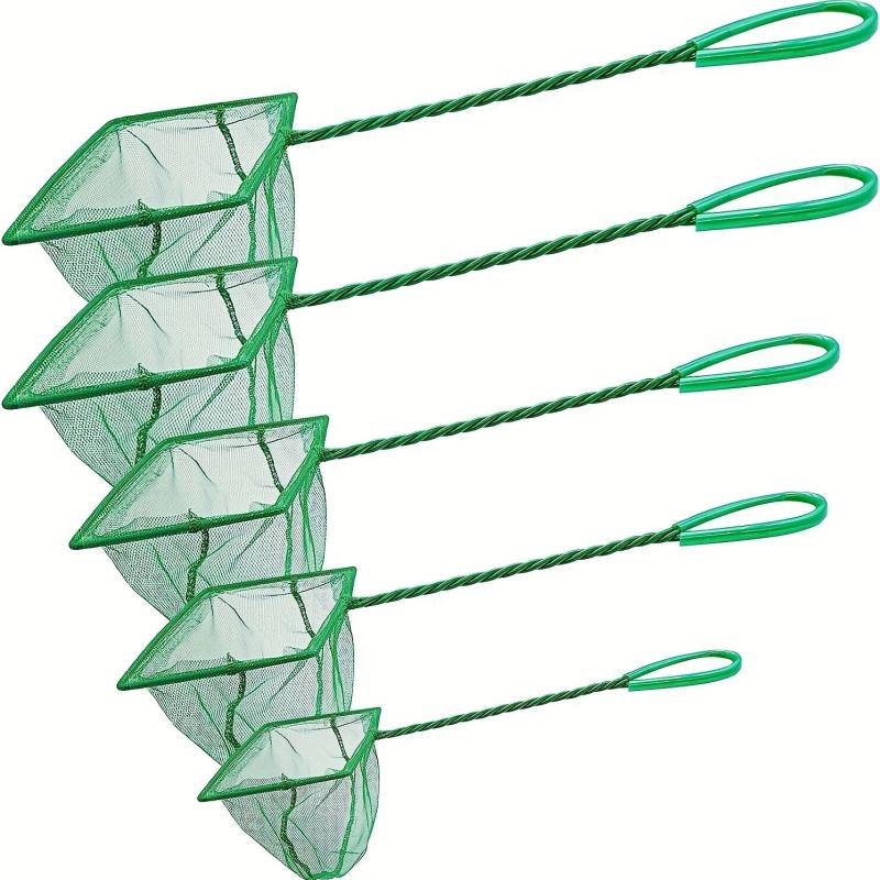 Set of 4 Small Mesh Fish Nets 3 4 5 6 with Plastic Handle