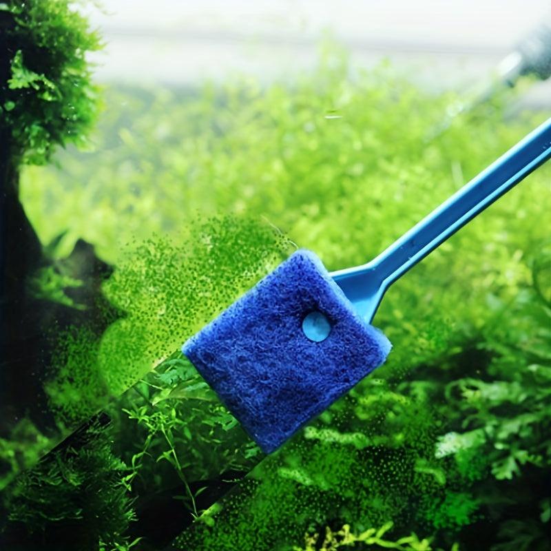 Double Sided Fish Tank Sponge Brush for Easy Algae Scraper & Glass Cleaning