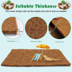 3pcs Coconut Fiber Terrarium Liner for Reptiles, Snakes, Geckos, Turtle Bedding
