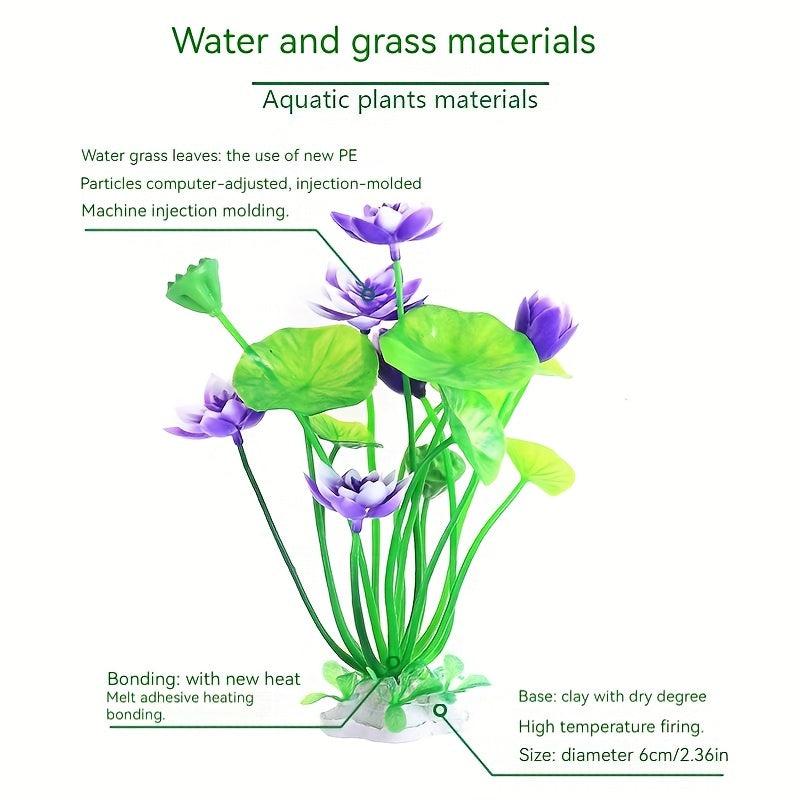 Artificial Lotus Aquarium Ornaments, Aquatic Grass and Flowers