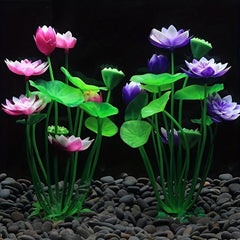 Artificial Lotus Aquarium Ornaments, Aquatic Grass and Flowers