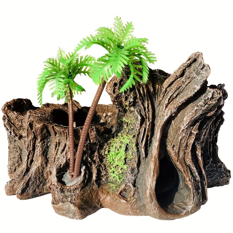 Resin Reptile Platform Tree Trunk Decor Food Water Dish