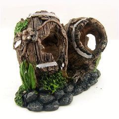 Resin Broken Barrel Aquarium Decoration Fish Tank Ornament
