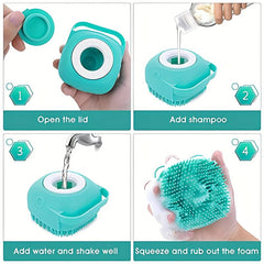 Silicone Pet Bath Brush with Shampoo Dispenser for Grooming