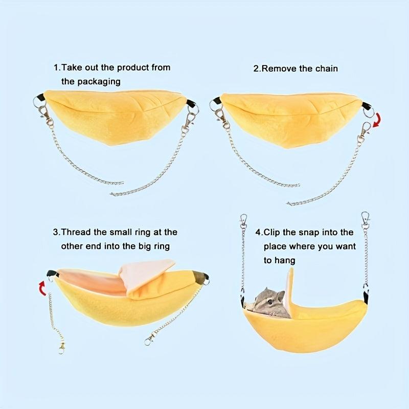 Cozy Banana Shaped Hamster Hammock Bed for Small Pets