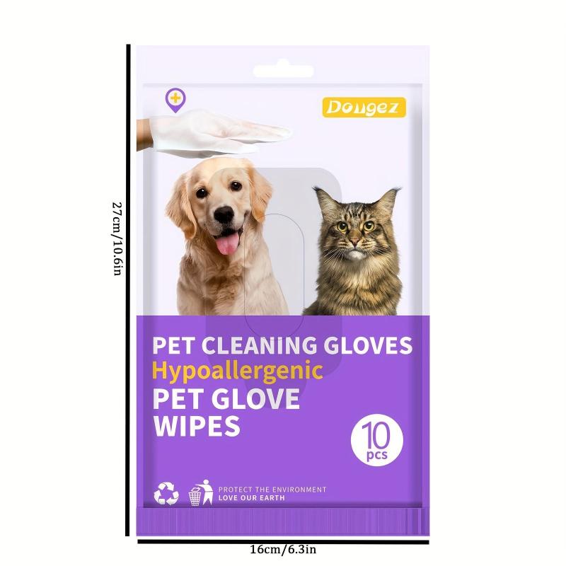Pet Glove Cleaning Wet Wipes Deodorizing Cat Dog Stain Remover 10pcs