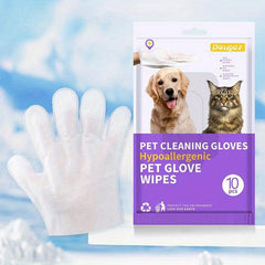 Pet Glove Cleaning Wet Wipes Deodorizing Cat Dog Stain Remover 10pcs