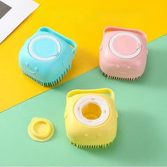 Silicone Pet Bath Brush Massage Comb for Dog Cat Rabbit - Shampoo Dispenser