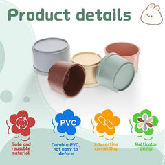 8 Pcs Colorful Stacking Cups for Rabbits, Reusable Bunny Toys