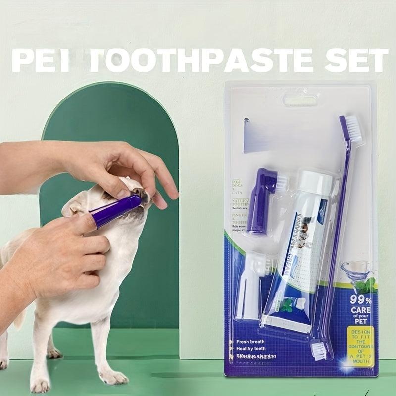 Pet Toothbrush Toothpaste Set for Cats & Dogs Dental Care