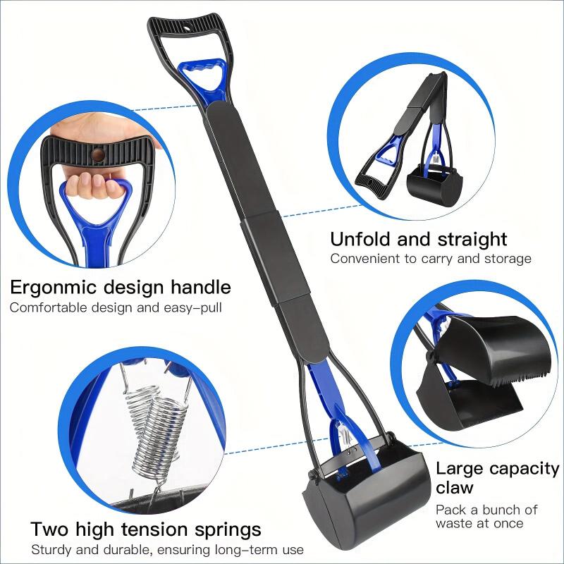 Portable Dog Poop Scooper with Long Handle for Outdoor Walking