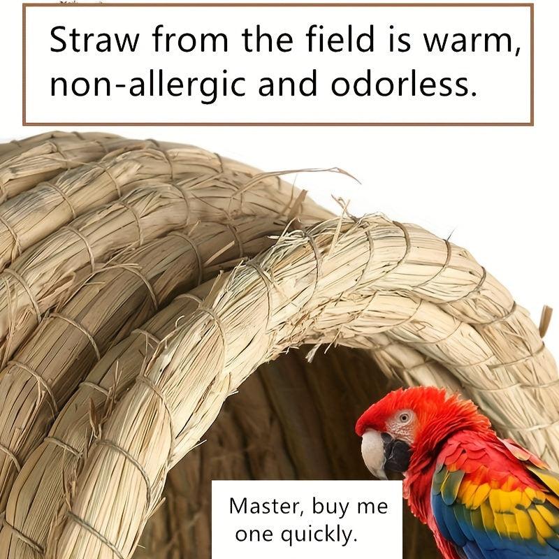 Straw Bird's Nest & Breeding Box for Cockatiel & Budgerigar