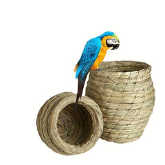 Straw Bird's Nest & Breeding Box for Cockatiel & Budgerigar