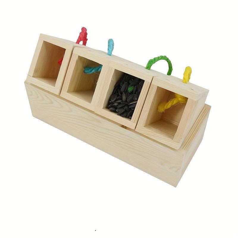 Wooden Bird Foraging Feeder Toys for Parrots