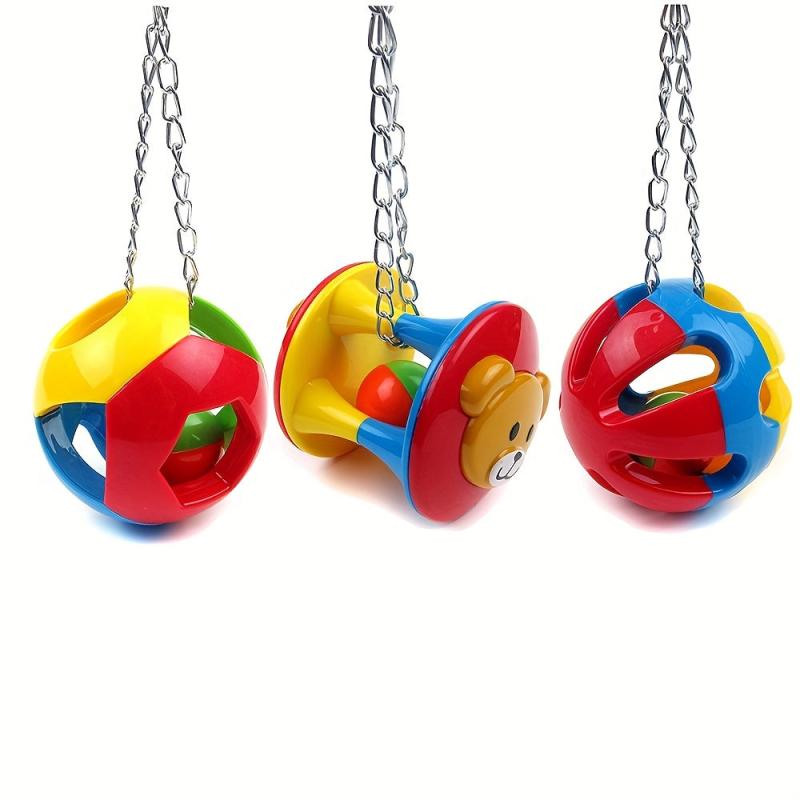 Colorful Chewing Treat Toy for Medium to Large Parrots Parrot Ball with Bell