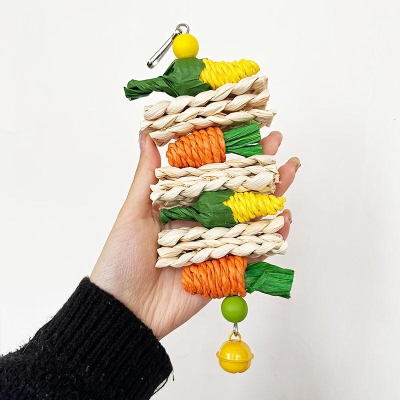 Woven Corn Rattan Ball Parrot Chew Toy Swing