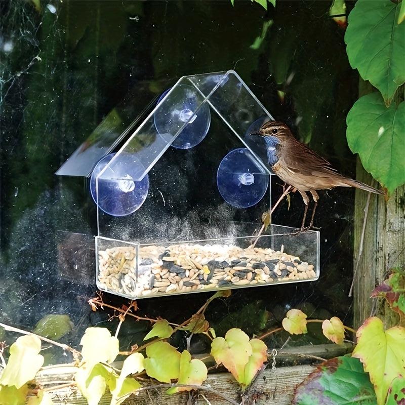 Clear Acrylic Window Bird Feeder Easy to Install