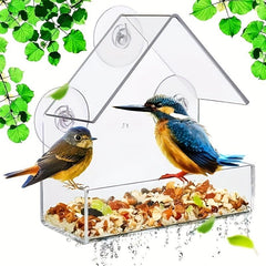 Clear Acrylic Window Bird Feeder Easy to Install