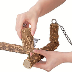 Bird Perch Parrot Station Holder Wood Stand Swing For Medium Large Parrot