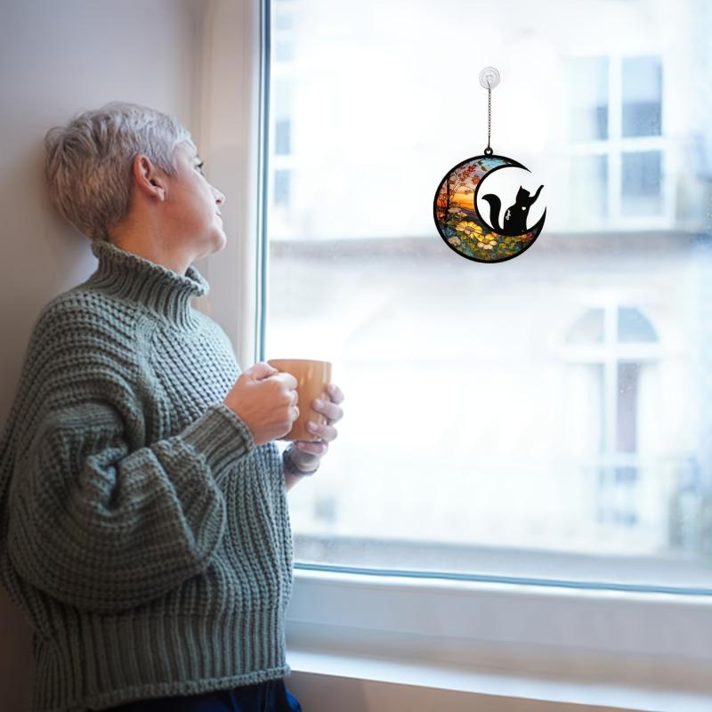 Cat Memorial Suncatcher Pet Loss Stained Glass Light Catcher For Cat Christmas