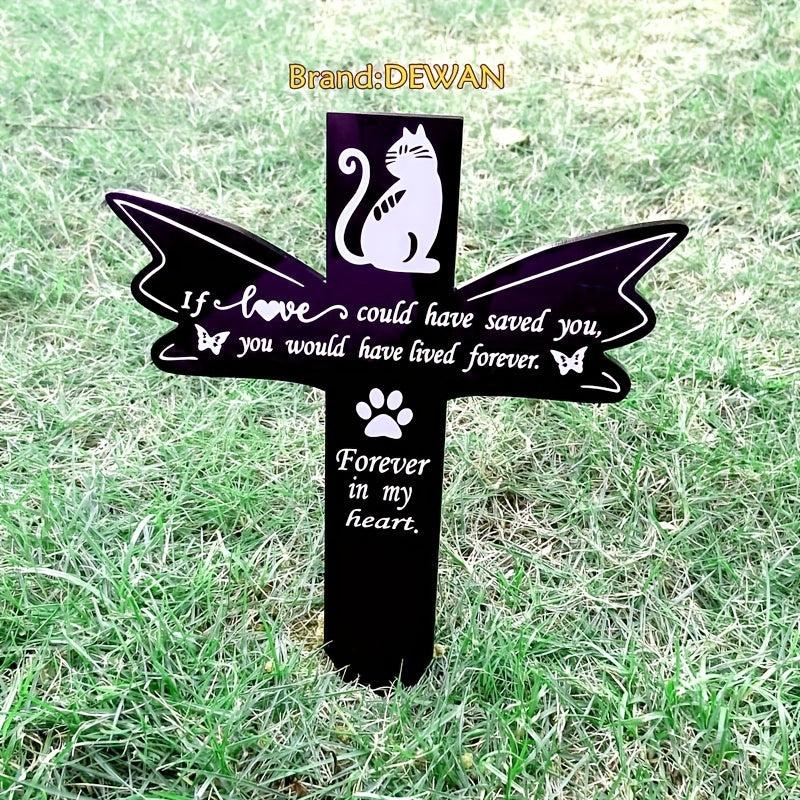 Angel Wing Acrylic Pet Memorial Grave Tombstone for Cat or Dog