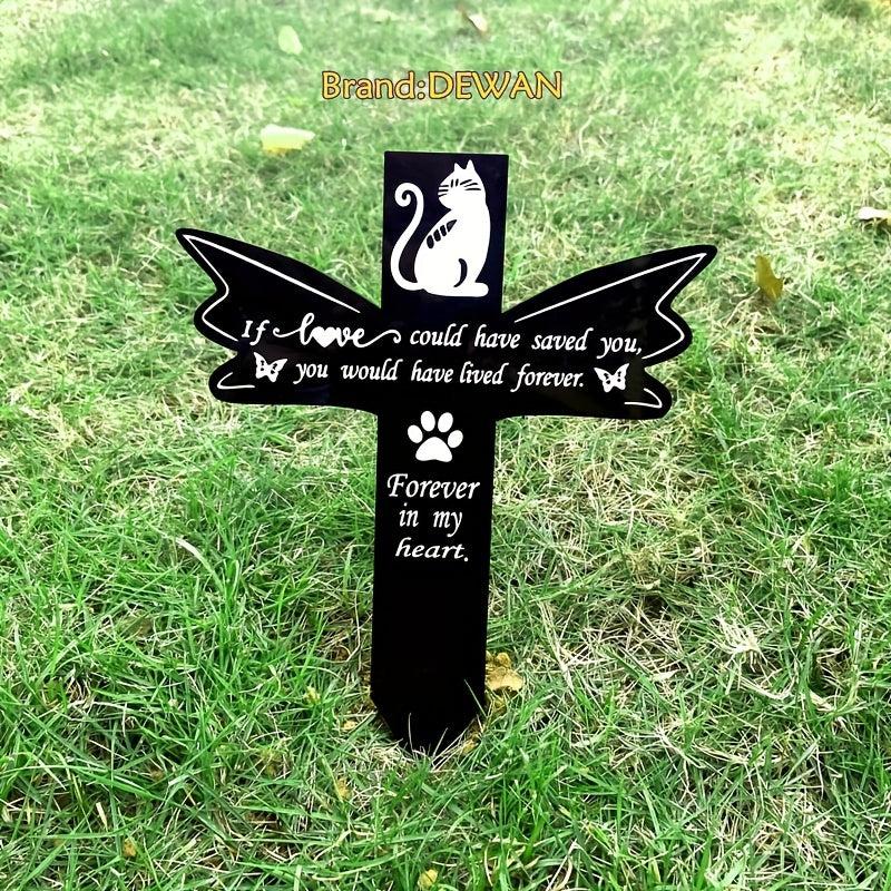 Angel Wing Acrylic Pet Memorial Grave Tombstone for Cat or Dog