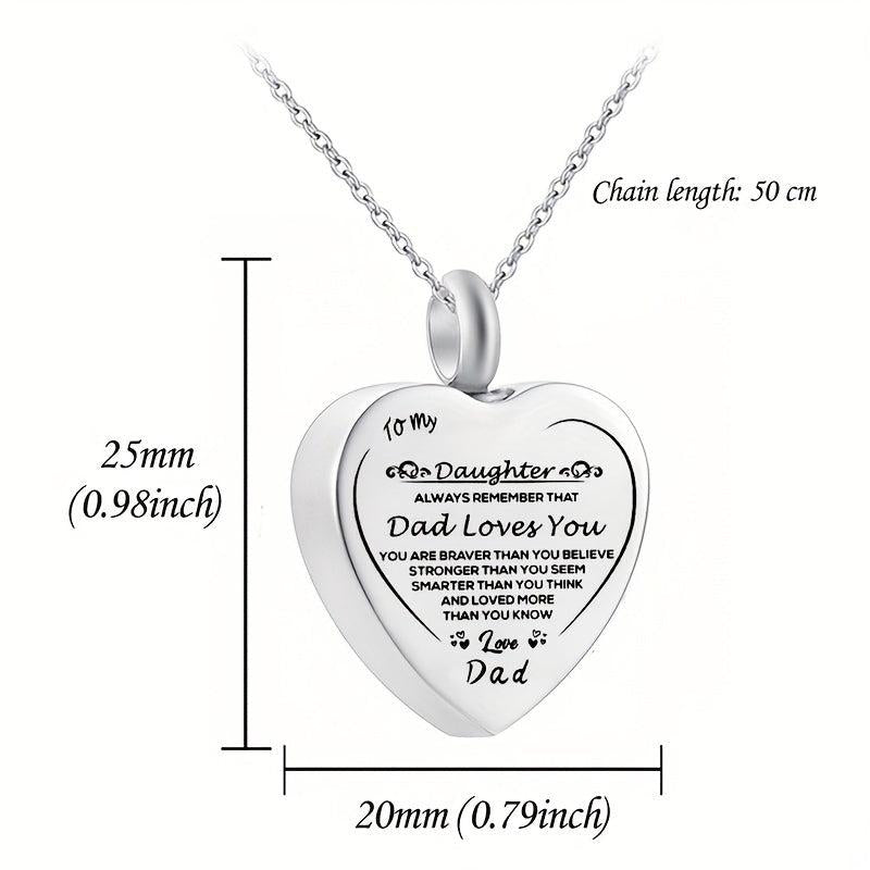 Heart Cremation Urn Necklace Stainless Steel Pendant Keepsake Gift