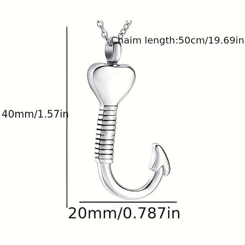 Waterproof Heart Fish Hook Cremation Jewelry Ashes Urn Necklace