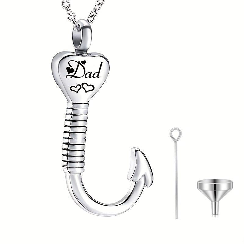 Waterproof Heart Fish Hook Cremation Jewelry Ashes Urn Necklace